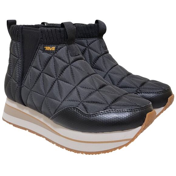 Teva Women Slip On Ankle Booties ReEmber Mid Platform Size US 6 Black Woven - Picture 2 of 6